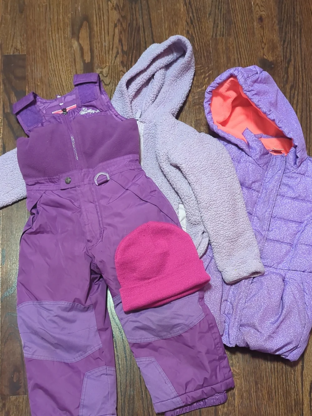 Purple Girls Winter Bundle 4t Snow Gear Snow Bibs Winter Coat Sweater Hat